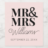 Sjabloon bruiloft gunst Mr. & Mrs. Naam Leuke Clas Wijn Etiket (Enkel label)