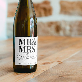 Sjabloon bruiloft gunst Mr. & Mrs. Naam Leuke Clas Wijn Etiket