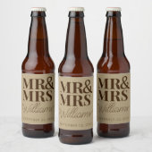 Sjabloon bruiloft gunst Mr. & Mrs Naam Rustiek Mod Bier Etiket (Flessen)