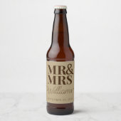 Sjabloon bruiloft gunst Mr. & Mrs Naam Rustiek Mod Bier Etiket (Voorkant)
