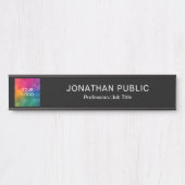 Sjabloon Business Company Logo Hier Elegant Black Deurbordje (Voorkant)