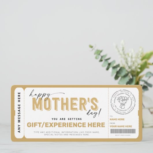 Sjabloon Cadeaubon moederdag Kaart (Staand voorkant)