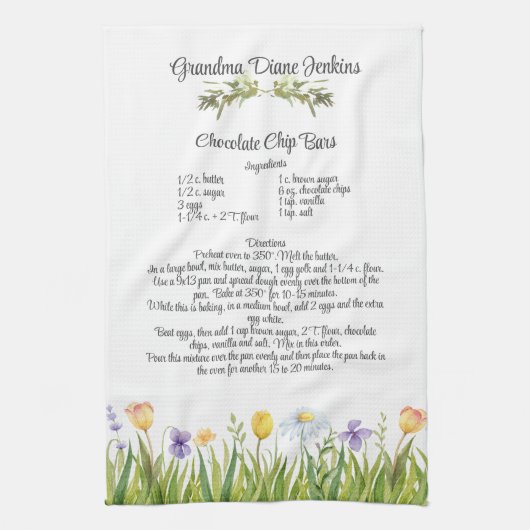 Sjabloon Cadeaubont Spring Flowers ontvangen Theedoek (Verticaal)