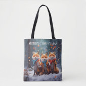 Sjabloon Canvas tas Schattigee vossen in een besne (Voorkant)