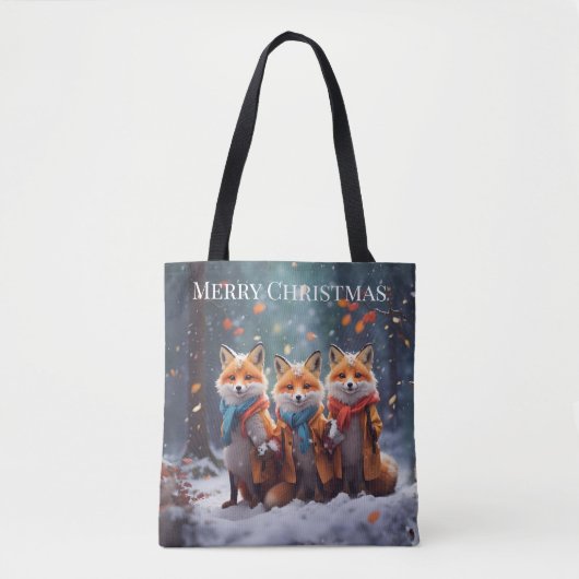 Sjabloon Canvas tas Schattigee vossen in een besne (Voorkant)