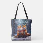 Sjabloon Canvas tas Schattigee vossen in een besne (Achterkant)