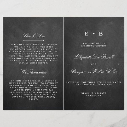 Sjabloon Chic Chalkboard Wedding Program (Voorkant)