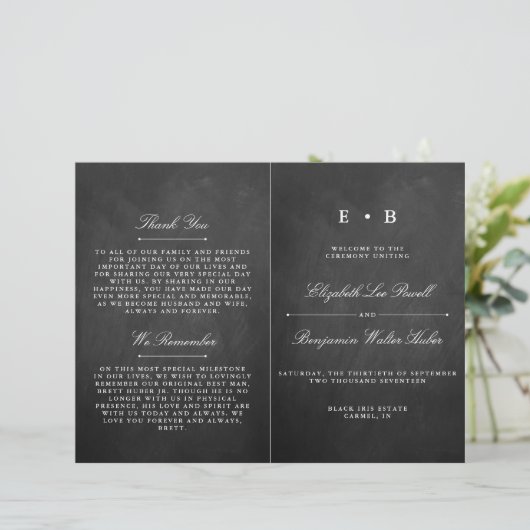 Sjabloon Chic Chalkboard Wedding Program (Staand voorkant)