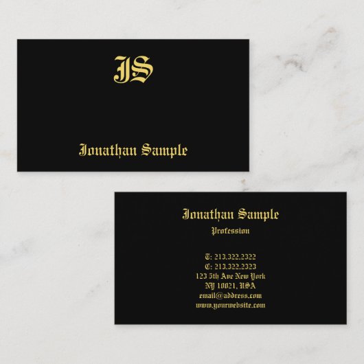 Sjabloon Classic Old Style Text Monogram Elegant Visitekaartje (Voorkant / Achterkant)