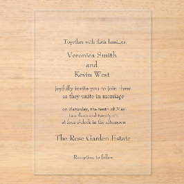 Sjabloon Clear Acryl Huwelijksuitnodiging