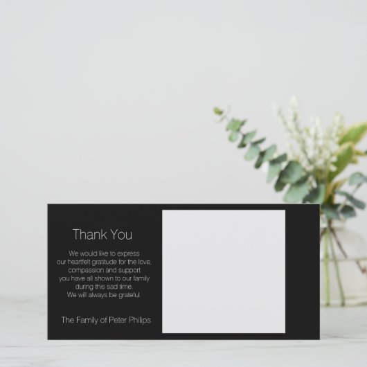 Sjabloon Condoleance Bedankt Favoriete afbeelding  (Staand voorkant)