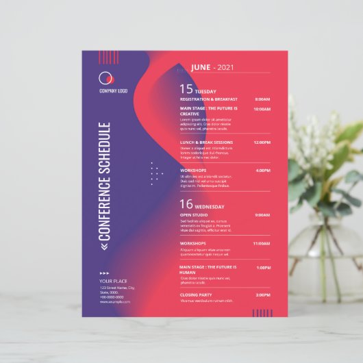 Sjabloon conferentieschema flyer (Staand voorkant)