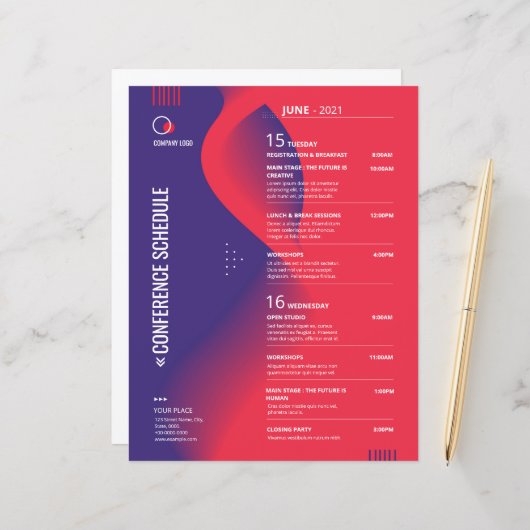 Sjabloon conferentieschema flyer (Voorkant / Achterkant in situ)