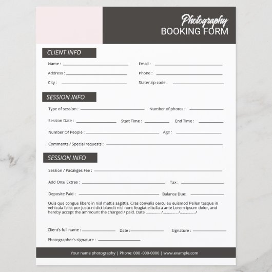 Sjabloon contractformulier fotograaf (Achterkant)