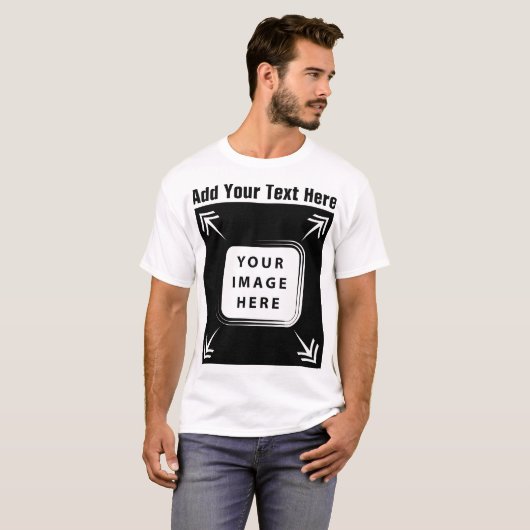 Sjabloon Creëer Uw eigen Voeg aangepaste fototekst T-shirt (Voorkant volledig)