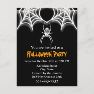 Sjabloon Creepy Spider & Web Invitation Card Kaart