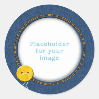 Sjabloon "Denim & Button" Ronde Sticker