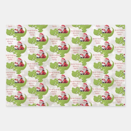 Sjabloon dinosaurus Kerstmis Inpakpapier Vel (Voorkant 3)