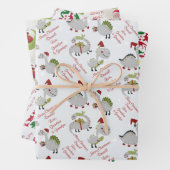 Sjabloon dinosaurus Kerstmis Inpakpapier Vel (In situ)