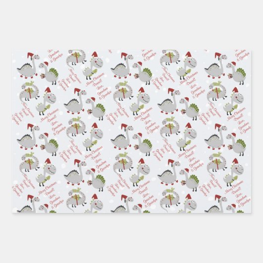 Sjabloon dinosaurus Kerstmis Inpakpapier Vel (Voorkant)