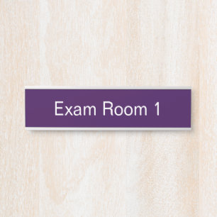 Sjabloon donkerpaarse tekst exameruimte deurbordje