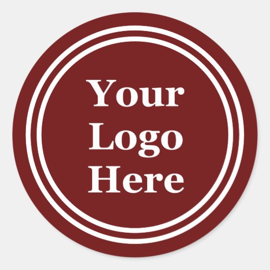 Sjabloon Donkerrood en wit Uw Logo hier Ronde Sticker (Voorkant)