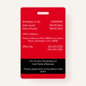 SJABLOON DOUANE-kaart voor werknemers met dubbele  Badge (Achterkant)