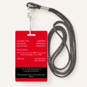 SJABLOON DOUANE-kaart voor werknemers met dubbele  Badge (Achterkant met draagriem)