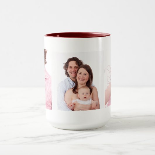 Sjabloon drie familiefoto's op maat mok (Midden)