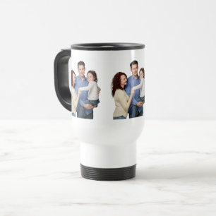 Sjabloon drie familiefoto's op maat reisbeker