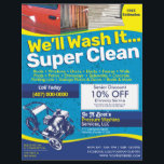 Sjabloon drukventilator flyer<br><div class="desc">Pas het ontwerp van deze sjabloon voor het wassen van de druk (stroomwasmachine) aan op de behoeften van uw bedrijf. Deze sjabloon voor het wassen van de druk toont de ondergrond van de wasmachine voor de druk en de waterkralen. Voeg uw logo toe voor een efficiënter merkgebruik. Pas de couponaanbiedingen...</div>