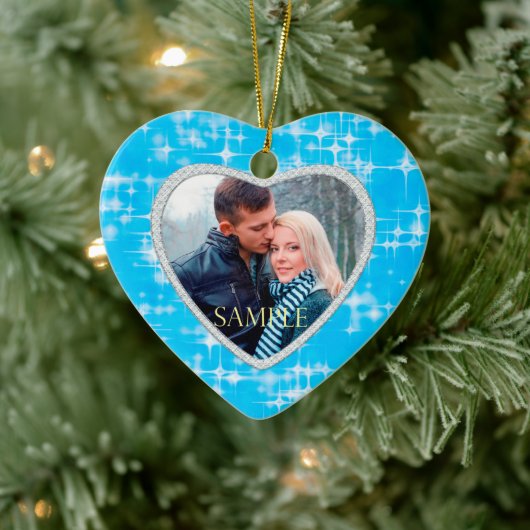 Sjabloon eerste kerstblauw ijs Stars Keramisch Ornament (Boom)