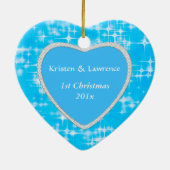 Sjabloon eerste kerstblauw ijs Stars Keramisch Ornament (Achterkant)