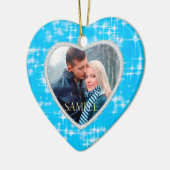 Sjabloon eerste kerstblauw ijs Stars Keramisch Ornament (Links)