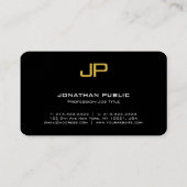 Sjabloon Elegant Black Gold Monogram Modern Visitekaartje (Achterkant)