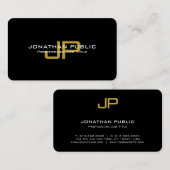 Sjabloon Elegant Black Gold Monogram Modern Visitekaartje (Voorkant / Achterkant)