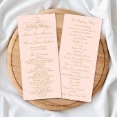 Sjabloon Elegant Blush Pink & Gold Wedding Program Reclamekaart
