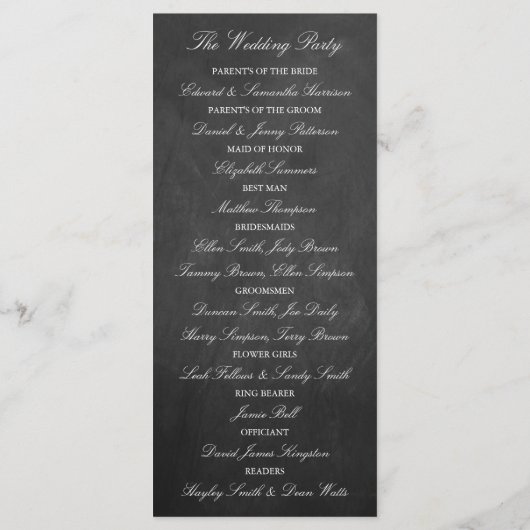 Sjabloon Elegant Chalkboard Wedding Program (Achterkant)