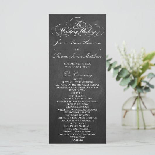 Sjabloon Elegant Chalkboard Wedding Program (Staand voorkant)