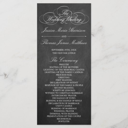 Sjabloon Elegant Chalkboard Wedding Program (Voorkant)