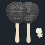 Sjabloon Elegant Chalkboard Wedding Program Handwaaier<br><div class="desc">Viel in stijl met deze trendy bruiloft programma handfans. Dit ontwerp is gemakkelijk te personaliseren met uw speciale gebeurtenisformulering en uw gasten zullen enthousiast zijn wanneer zij deze geweldige programma's ontvangen.</div>
