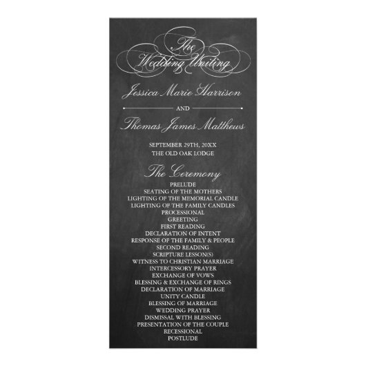 Sjabloon Elegant Chalkboard Wedding Program Reclamekaart (Voorkant)