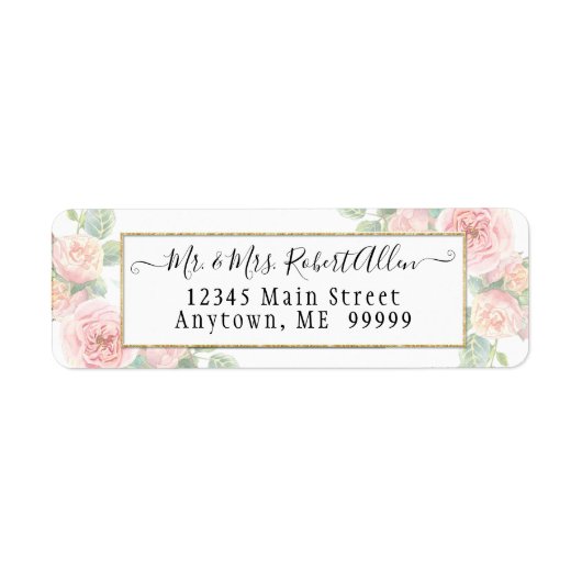 SJABLOON Elegant Gold Script Roze Roze Roze in Gre Etiket (Voorkant)