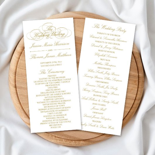 Sjabloon Elegant Gold & White Wedding Program