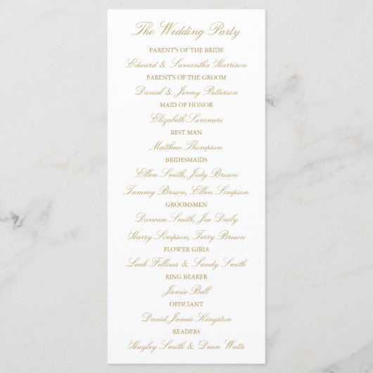 Sjabloon Elegant Gold & White Wedding Program (Achterkant)