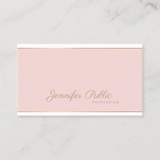 Sjabloon Elegant handgeschreven script roze Gold T Visitekaartje (Voorkant)