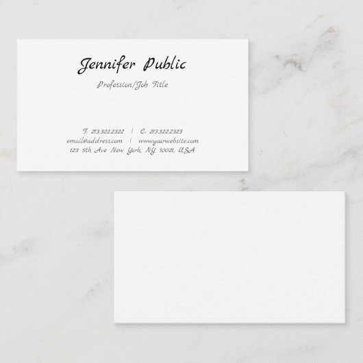 Sjabloon Elegant Handgeschreven Script Tekst Eenvo Visitekaartje (Voorkant / Achterkant)