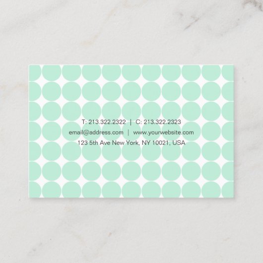 Sjabloon Elegant Mint Groen Wit Modern Script Bu Visitekaartje (Achterkant)
