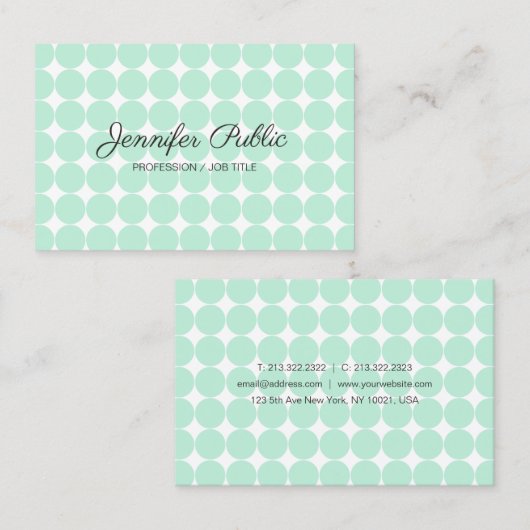 Sjabloon Elegant Mint Groen Wit Modern Script Bu Visitekaartje (Voorkant / Achterkant)