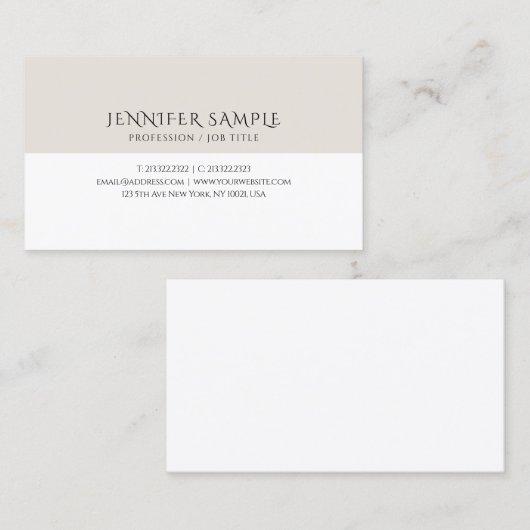 Sjabloon Elegant Moderne Minimalistisch Gepersonal Visitekaartje (Voorkant / Achterkant)